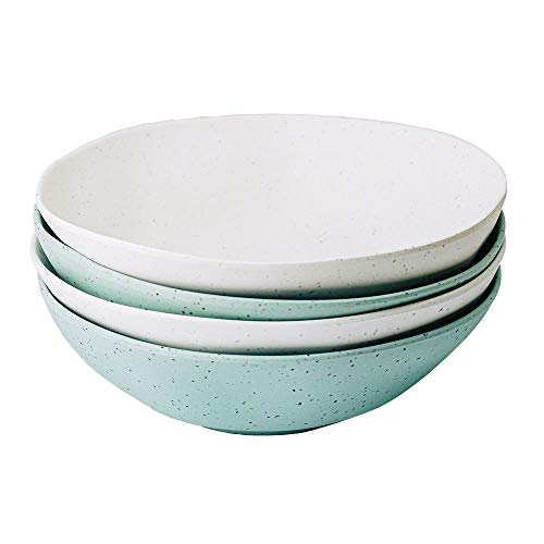 BIZOYG Cuenco Cereal de bambú orgánico 4-Set 2X Marfil 2X Gris Petróleo 16 x 6 cm de Redondo 500 ml I Vajilla ecologica bambú Tazón Decorativo de Madera Cuenco ensaladera tazón