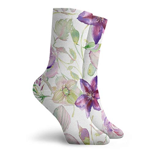 BJAMAJ - Calcetines Unisex de poliéster para Adultos, diseño de Flores, Color Violeta