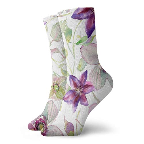 BJAMAJ - Calcetines Unisex de poliéster para Adultos, diseño de Flores, Color Violeta