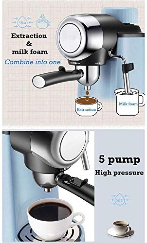 BJYG Cafeteras Máquina de café, Italia Máquina de café Espresso 5 Bar Cafetera semiautomática de Vapor de Alta presión Cafeteras con Leche, para Oficina en casa Hotle Espresso Machines