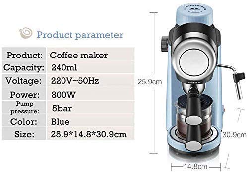 BJYG Cafeteras Máquina de café, Italia Máquina de café Espresso 5 Bar Cafetera semiautomática de Vapor de Alta presión Cafeteras con Leche, para Oficina en casa Hotle Espresso Machines