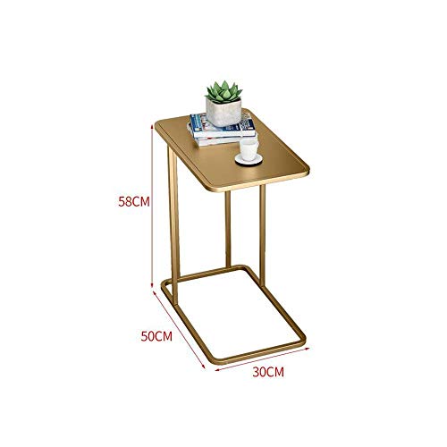 BJYG - Mesa auxiliar auxiliar para sofá, diseño industrial moderno, mesa de noche con efecto metal, mesa de noche, cafetería o mesa, mesa de noche, color dorado, metal