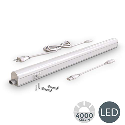 B.K.Licht - Regleta LED bajo armarios y cabinetes, de luz blanca neutra, iluminación bajo mueble con interruptor de luz, 8W, 4000K, 700lm, color blanco