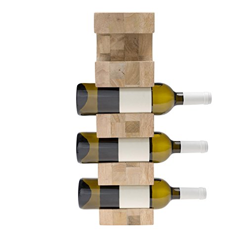 Black Velvet Studio Botellero Vino 4 Botellas en Madera de Mango Color Natural - Estante Vinoteca para Bodega Despensa Mueble Estilo Nórdico 49 * 13 * 9cm.