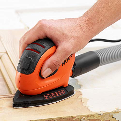 BLACK+DECKER BEW230BC-QS Lijadora de Detalle Mouse 55W, 11.000 RPM, diámetro órbita 1.5 mm, Incluye 15 Accesorios y Bolsa de Transporte