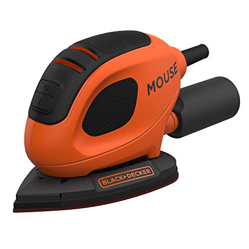 BLACK+DECKER BEW230BC-QS Lijadora de Detalle Mouse 55W, 11.000 RPM, diámetro órbita 1.5 mm, Incluye 15 Accesorios y Bolsa de Transporte