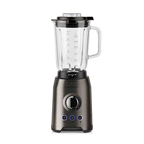 Black+Decker BXJB1200E Batidora de Vaso, 1200 W, Acero Inoxidable, INOX + Gris