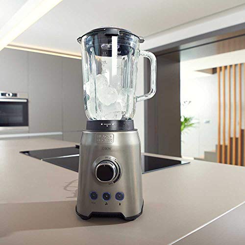 Black+Decker BXJB1200E Batidora de Vaso, 1200 W, Acero Inoxidable, INOX + Gris