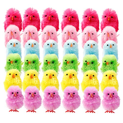 Blanketswarm 36 unidades pequeñas y lindas pollitos de Pascua de color para decoración de huevos de Pascua