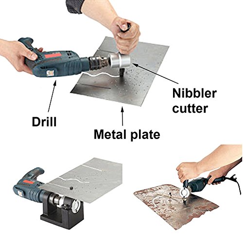 Blanketswarm Doble Cabeza Metal Hoja Nibbler Cortador Perforar Adjunto archivo con Llave inglesa, Partes y Poseedor (Hierro Caja)