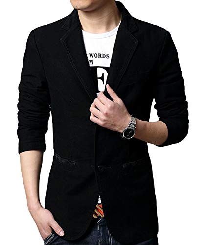 Blazer Casual para Hombre Chaquetas de Traje Slim fit Chaqueta de algodón sólido de un Solo Pecho Abrigo Chaqueta de Dos Botones Casual Blazer