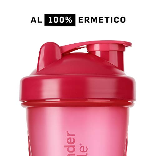 BlenderBottle Classic Botella de agua | Botella mezcladora de batidos de proteínas | con batidor Blenderball | libre de BPA | 590ml - Pink