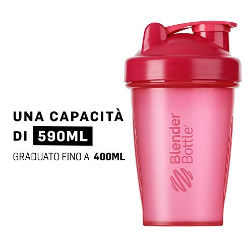 BlenderBottle Classic Botella de agua | Botella mezcladora de batidos de proteínas | con batidor Blenderball | libre de BPA | 590ml - Pink