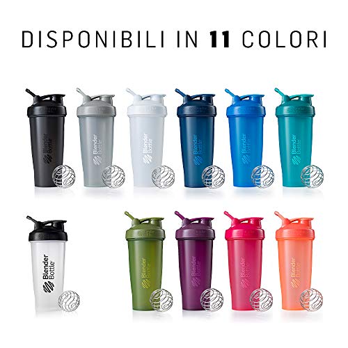 BlenderBottle Classic Loop - Botella Mezcladora de Batidos de proteínas con batidor Blenderball, Negro, 940ml