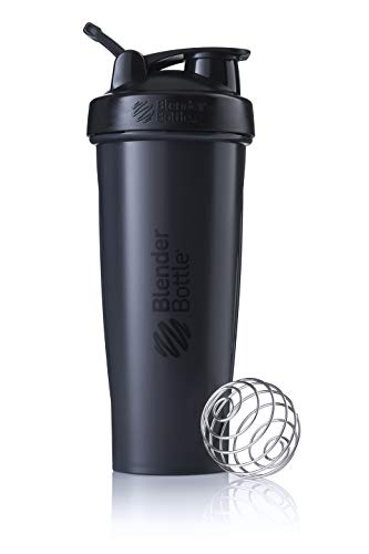 BlenderBottle Classic Loop - Botella Mezcladora de Batidos de proteínas con batidor Blenderball, Negro, 940ml