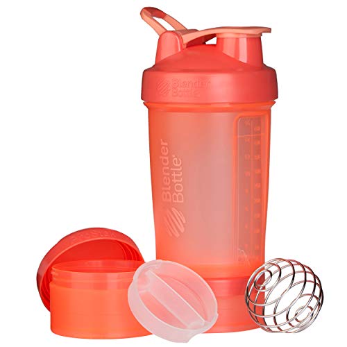 BlenderBottle ProStak Full Color Botella de Agua y Accesorios, Unisex Adulto, Coral, 650 ml