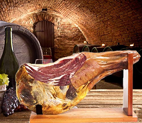 BlendNature Jamonero Tabla Soporte de Madera + Cuchillo de Corte + Chaira