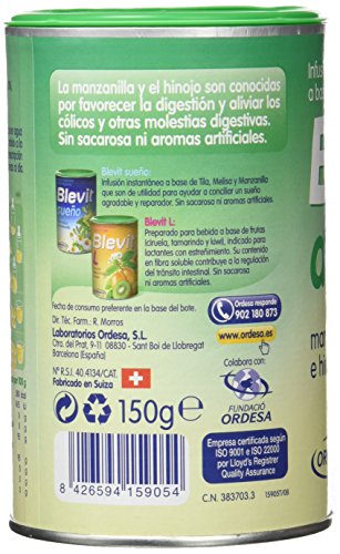 Blevit Digest, 1 bote 150 gr. Infusión instantánea elaborada a base de extractos solubles de plantas (manzanilla e hinojo).