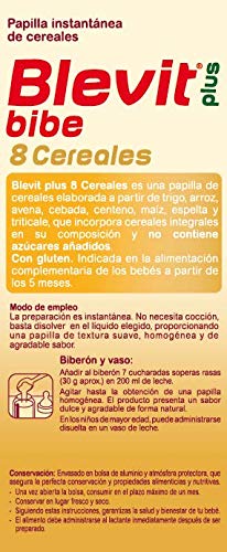 Blevit Plus 8 Cereales Para Biberón, 1 unidad 600 gr. A partir de los 5 meses.