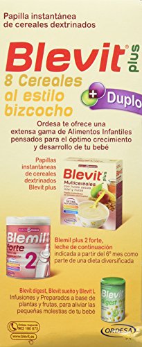 Blevit Plus Duplo 8 Cereales Al Estilo Bizcocho, 1 unidad 600 gr. A partir de los 5 meses.