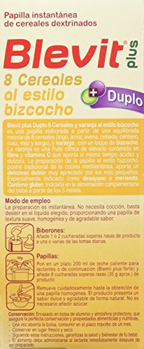 Blevit Plus Duplo 8 Cereales Al Estilo Bizcocho, 1 unidad 600 gr. A partir de los 5 meses.