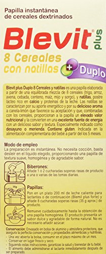 Blevit Plus Duplo 8 Cereales con Natilla, 1 unidad 600 gr. A partir de los 5 meses.