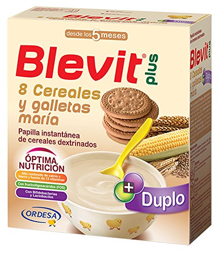 Blevit Plus Duplo 8 Cereales y Galletas María, 1 unidad 600 gr. A partir de los 5 meses.