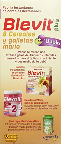 Blevit Plus Duplo 8 Cereales y Galletas María, 1 unidad 600 gr. A partir de los 5 meses.