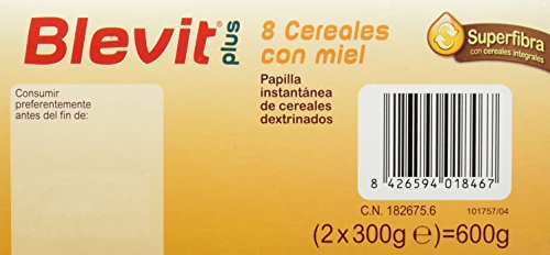 Blevit Plus Superfibra 8 Cereales con Miel, 1 unidad 600 gr. A  partir de los 5 meses.