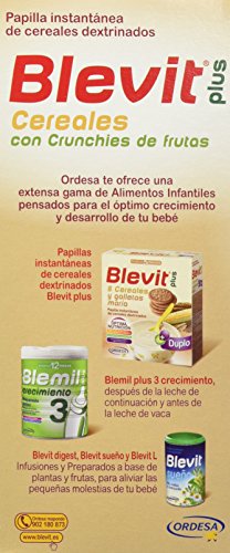 Blevit Plus Trocitos Cereales con Crunchies de Frutas, 1 unidad 600 gr. A  partir de los 12 meses. Sus primeros cereales para masticar.