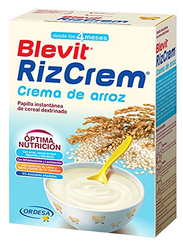 Blevit Rizcrem, 1 unidad 300 gr. Papilla elaborada a partir de crema de arroz con bifidobacterias y lactobacilos.