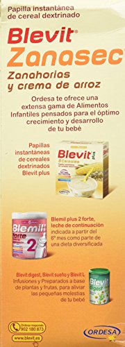 Blevit Zanasec, 1 unidad 300 gr, dieta astringente. Papilla para bebés elaborada a partir de crema de arroz, zanahorias y bifidobacterias y lactobacilos.