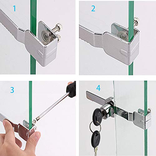 Bloqueo Ajustable Hoja Corredera Cerradura para Puerta Vitrina De Cristal 2Pcs Bloqueos de Escaparate + 4Pcs Llaves