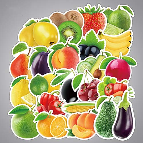 BLOUR Exquisitos Dibujos Animados de Frutas y Verduras Frescas Pegatinas para Cocina panadería Taza Plato refrigerador niños educación juguetes25pcs / Lot