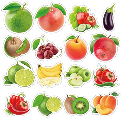 BLOUR Exquisitos Dibujos Animados de Frutas y Verduras Frescas Pegatinas para Cocina panadería Taza Plato refrigerador niños educación juguetes25pcs / Lot