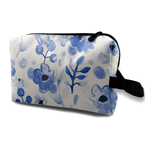 Blue China – Bolsa de Aseo portátil con diseño de Flores de Acuarela 4199 – Bolsa de Maquillaje para Mujeres y niñas de 10 x 5 x 6.2 Pulgadas