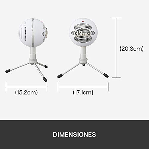 Blue Microphones Snowball ICE - Micrófono USB para grabación y transmisión en PC y Mac, cápsula de condensador cardioide, soporte ajustable, Plug and Play, color Blanco