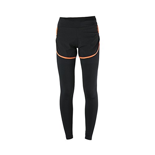 Bluelover Arsuxeo Mujeres Yoga Running Pantalones De Dos Piezas Medias De Compresión Elástico Pantalones De Ejercicio - Negro + Naranja - S