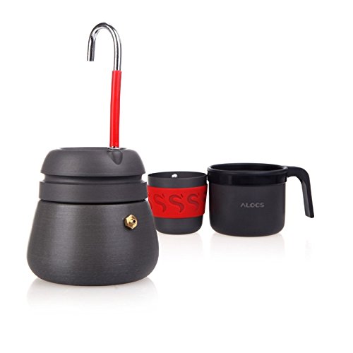 Bluelover Electrodomésticos Al Aire Libre Aluminio Anodizado Portátil 350Ml Camping Senderismo Cafetera Cafetera con 2 Tazas Coff