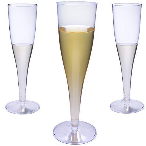 BlueRiver - Juego de 50 copas de champán desechables de plástico, diseño resistente y elegante.