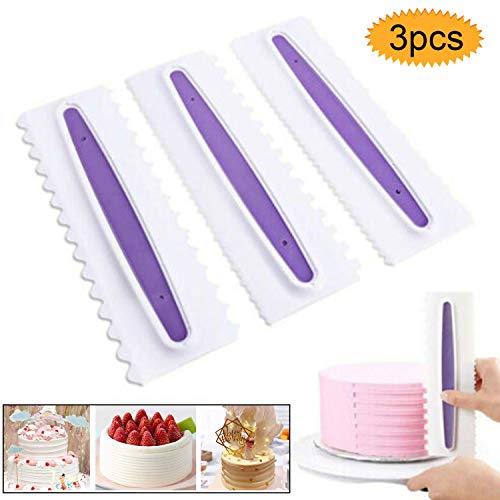 Bluesees - Raspador para tartas, 3 piezas, espátulas de plástico para decoración de pasteles, decoración de bordes, herramienta de bricolaje, espátulas de crema y azúcar