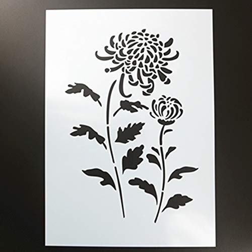 BLUGUL 9pcs A4 Plantillas de Dibujo, para Manualidades Decoración Pared Mueble Ventana Aerógrafo, Gesang Orquídea Ciruela Melocotón Bambú Flores de Glicina Crisantemo