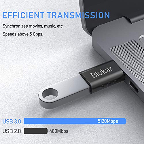 Blukar Adaptador USB C a USB 3.0, [2-Pack] USB Tipo C a USB 3.0 con OTG Aleación Zinc y Superficie Antideslizante para Huawei, Galaxy y Otros Dispositivos con USB C