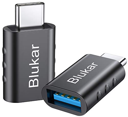 Blukar Adaptador USB C a USB 3.0, [2-Pack] USB Tipo C a USB 3.0 con OTG Aleación Zinc y Superficie Antideslizante para Huawei, Galaxy y Otros Dispositivos con USB C