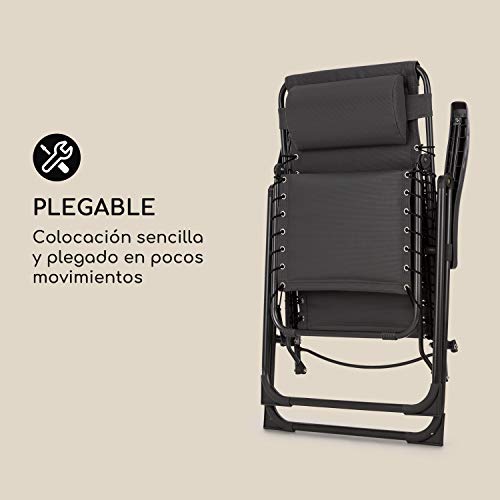 blumfeldt California Dreaming Tumbona - Acolchado de 4 cm de Alto, Respaldo reclinable, Estructura de Acero, Cojines extraíbles y con Altura Regulable, Concepto PureRelaxation, Ergonómico, Gris