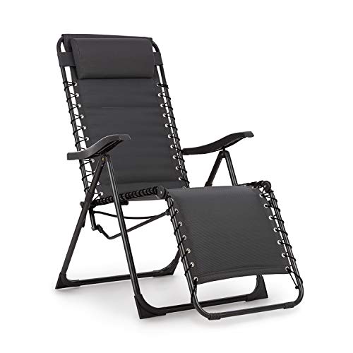 blumfeldt California Dreaming Tumbona - Acolchado de 4 cm de Alto, Respaldo reclinable, Estructura de Acero, Cojines extraíbles y con Altura Regulable, Concepto PureRelaxation, Ergonómico, Gris