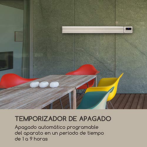 blumfeldt Cosmic Beam Plus - Radiador infrarrojo, Calefactor de Exteriores, Estufa, Mando a Distancia, Material de Montaje en la Pared, Modo Eco, Sistema de protección IP44, 3000 W, Blanco