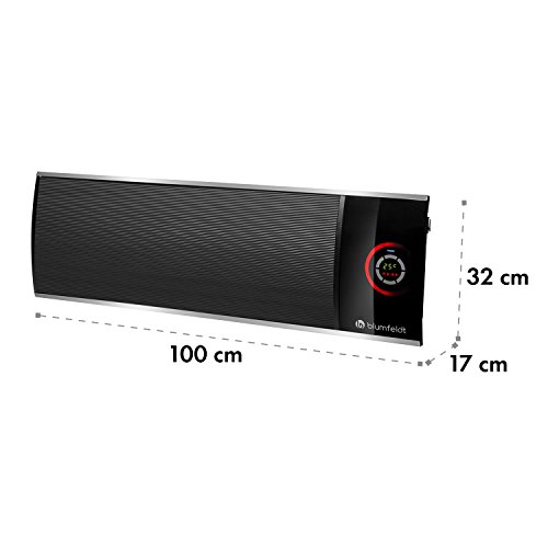 Blumfeldt CosmicBeam Ultra - Radiador Infrarrojo, Estufa 2200W, Display LED, De 5 a 45 °C, Temporizador 9 HS, Mando a Distancia, Material de Montaje en la Pared, Modo Eco, Negro