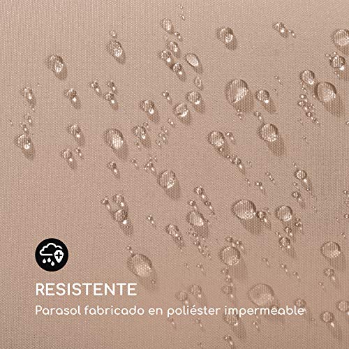 blumfeldt Flex-Shade L Sombrilla - Protección Solar UV 50, Superficie 130 x 180 cm, Ajustable, Poliester hidrorrepelente, Revestimiento hidrófugo, Pie de Apoyo Aluminio, Compacto, Topo