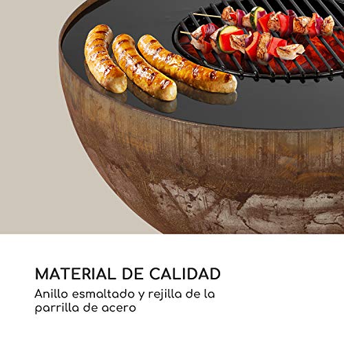 blumfeldt Heat Disc Plancha Circular con Parrilla - Diámetro de 57 cm, Plancha esmaltada, Parrilla de Acero, Superficies Lisas, Preparar Salchichas, filetes, brochetas de Verduras o Queso, Negro